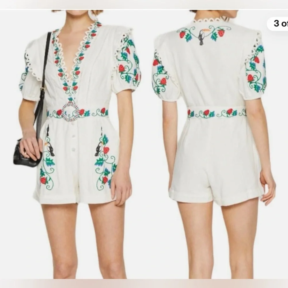 FARM Rio- Cross Stitch Toucan Embroidered Romper - Picture 4 of 9